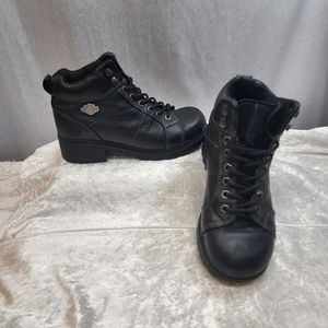 Harley Davidson Black Leather Women's Riding Boots Size 8